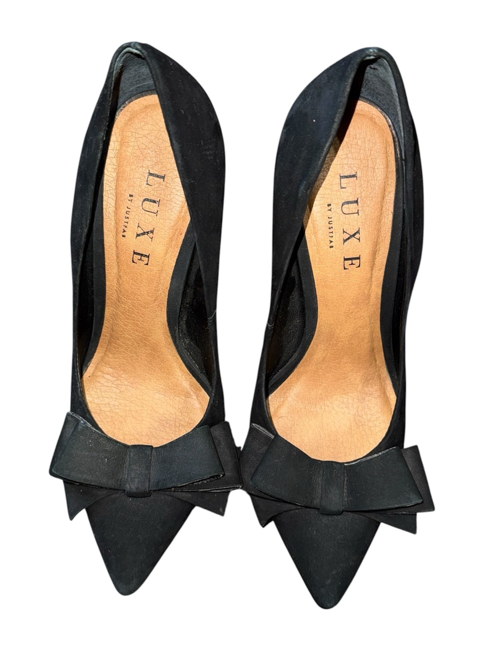 Luxe By JustFab Black Pointed Toe Bow Preppy Classic Pumps - Women’s Size 8
